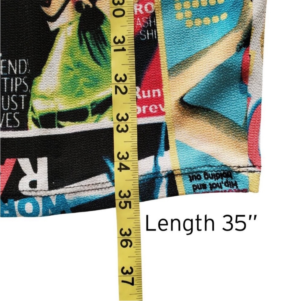 Symphony - 80's Punk Era Style Graphic Printed BodyCon Stretchy Colorful Dress - Picture 7 of 11